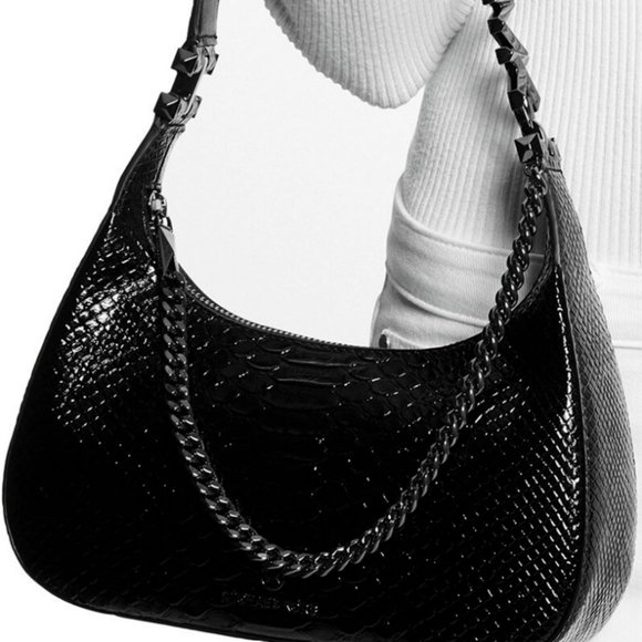 MICHAEL KORS Piper Snake-Embossed Leather Shoulder Bag MSRP$378 Great Reviews - Picture 1 of 8